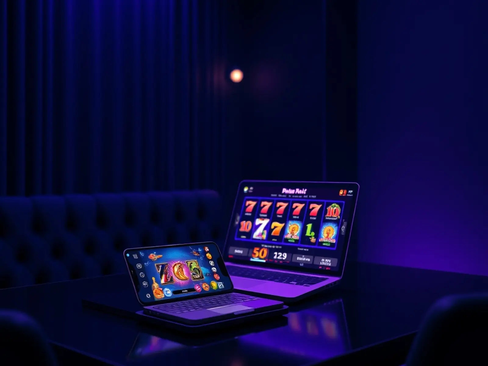 Telefon i laptop z grami w kasynie Slotsgem